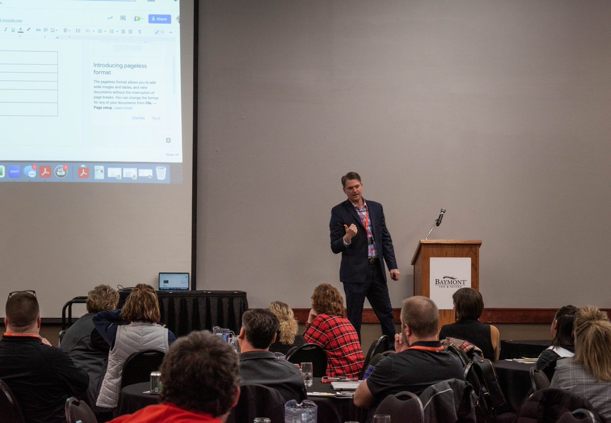 NDCELorg's tweet photo. Learning from our 2023 assistant principal of the year, @gabe_dahl at the NDASSP Conference.
#NDASSP #NDCEL @GFSchools https://t.co/o0uS53EfQC
