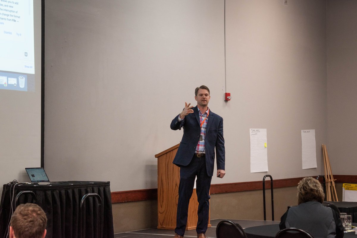 NDCELorg's tweet photo. Learning from our 2023 assistant principal of the year, @gabe_dahl at the NDASSP Conference.
#NDASSP #NDCEL @GFSchools https://t.co/o0uS53EfQC