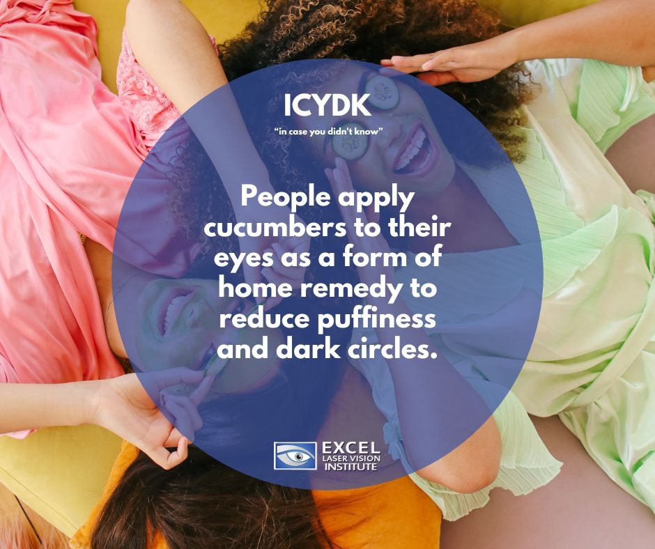 Excel_Eye's tweet photo. People apply cucumbers to their eyes as a form of home remedy to reduce puffiness and dark circles. It also has hydrating properties which can help to refresh and brighten the skin around the eyes.
#improveeyehealth #funeyefacts #incaseyoudidnotknow #incaseyoudontknow https://t.co/xrmHoUHB8c