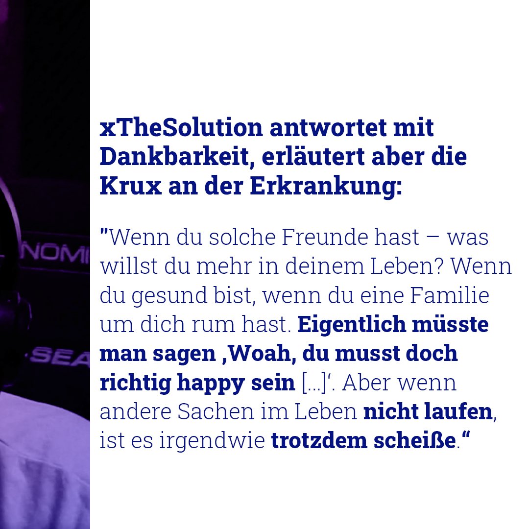 Nicht selten macht sich Hilflosigkeit bei Angehörigen von Betroffenen breit, wenn ihre Unterstützung scheinbar nicht ankommt. Doch oft kommt die Unterstützung an, auch wenn es nicht so scheint. Danke für eure offenen Worte <a href="/mcky_tv/">Mcky</a> und <a href="/xTheSolutionTV/">xTheSolution</a>