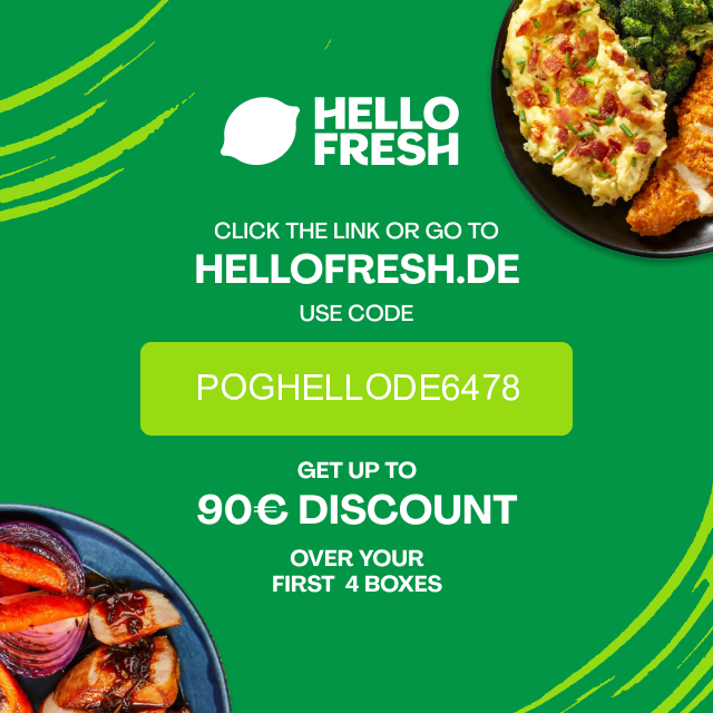 Ich freue mich auf die Zusammenarbeit mit <a href="/HelloFresh/">HelloFresh US</a>. Mit meinem Code POGHELLODE6478 erhalten Sie bis zu 90€ Rabatt auf Ihre ersten 4 Boxen. strms.net/hellofresh_giz…