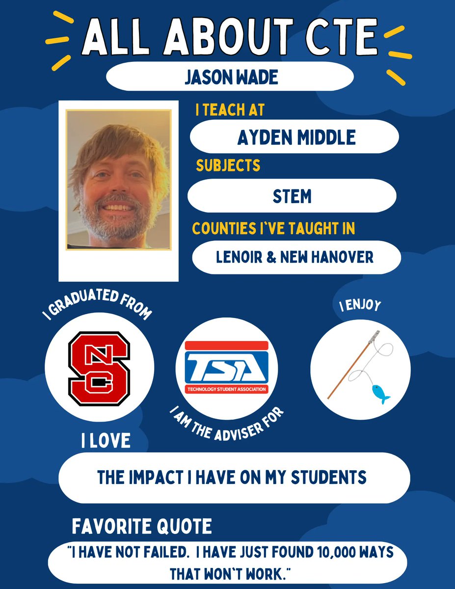 CtePcs's tweet photo. Mr. Wade is rocking STEM at Ayden Middle School! #AllAboutCTE #CTEMonth https://t.co/oB8GEEGN1P