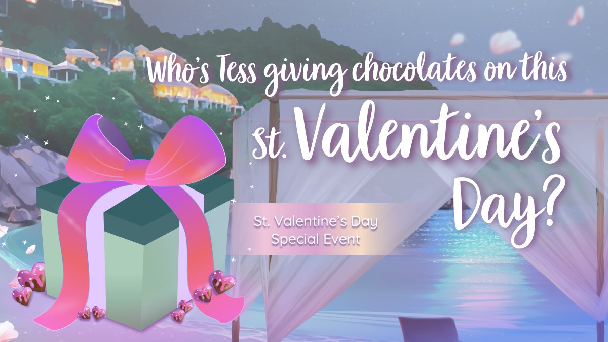 WheresTess's tweet photo. For Valentine's Day we're having some sweet plans. ❤🍫
Save the date! ✨
#ValentinesDay2023 #wherestess #travel #otome #otomegame #visualnovel #tokyo https://t.co/XyYZ31s3qY