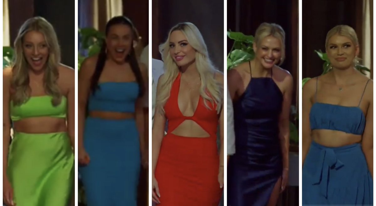 lindalisciousAu's tweet image. When the @MAFSAU ladies all wear virtually the same dress to the first dinner party but different colour lol #mafs #MAFSAustralia #colourblocking #samedress #married #MarriedAtFirstSightAU