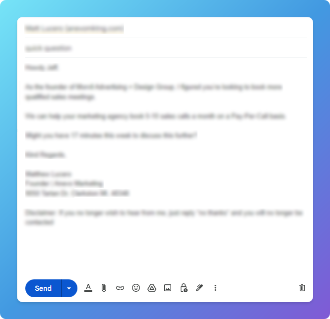 MattLucero_'s tweet photo. These cold email templates can book you $12,923+ worth of sales calls this year

I made a video breaking down the EXACT cold email scripts I use to book 4 meetings per day...

...and it's yours FREE

Comment "scripts" and I'll auto-DM the video

Must be following https://t.co/xFJOgx7yu0