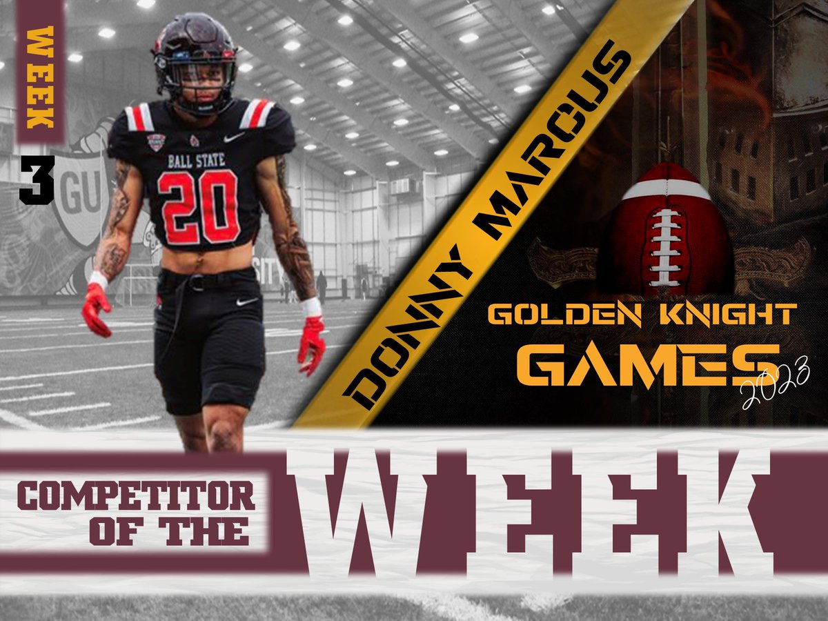 FootballGannon's tweet photo. Let’s give a big shoutout to our Week 3 competitor of the week @donny_marcus !! Donny has brought energy and great work ethic every day! He has gained respect from his peers! 

#TheGoldenWay ⚔️🔥⚔️🔥⚔️ https://t.co/61Waviotzc