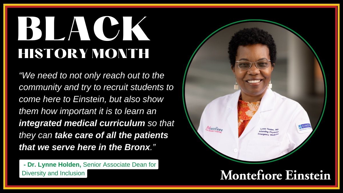 Dr. Lynne Holden co-founded Mentoring in Medicine to inspire students underrepresented in medicine to become health &amp; science professionals. She was also the 5th African American woman in the U.S. to obtain full professorship in emergency medicine. <a href="/EinsteinMed/">Albert Einstein College of Medicine - Official</a> #BlackHistoryMonth