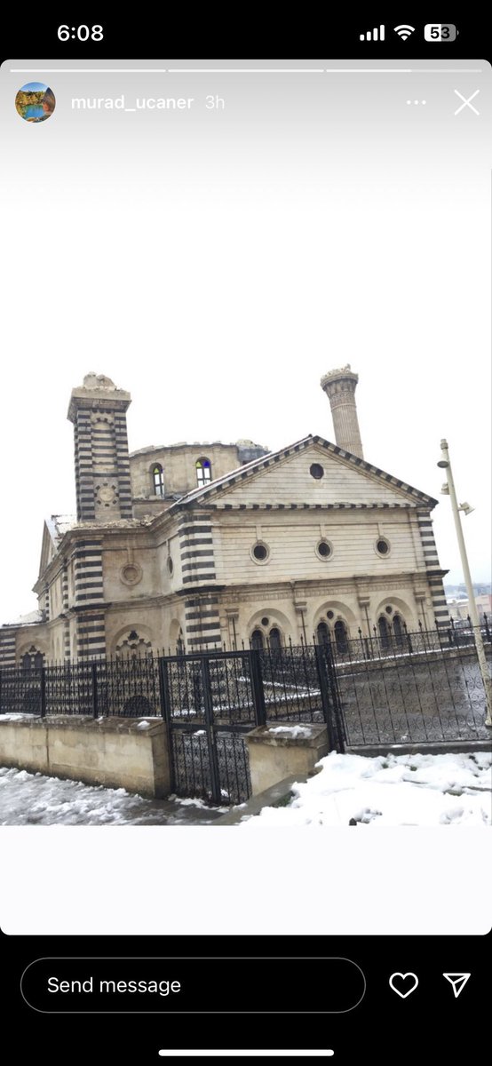 ArmenianHist's tweet photo. Surp Asvadzadzin in Aintab, an Armenian church built in the 19th century which was later converted to a mosque by Turkey, has been severely damaged due to the recent earthquake. The dome and minarets have collapsed. https://t.co/321wbQGL27