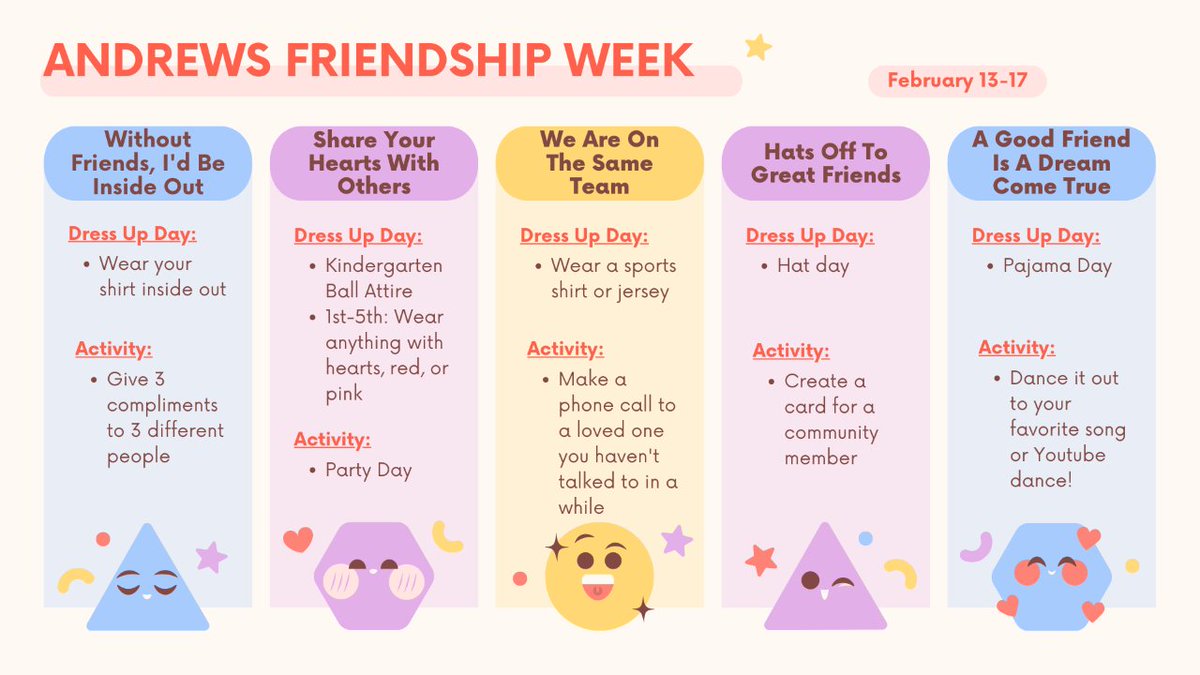💕Check out Ms. Garcia's February Newsletter:
sites.google.com/pisd.edu/andre…
-Parent Workshop Survey
-Counselor Lesson Topics
-Friendship Week (February 13-17) Dress Up Days