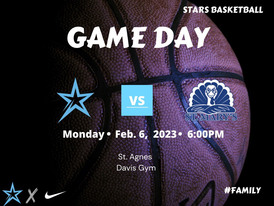 saastarsbball's tweet photo. ✨Senior Night✨

🆚 St. Mary’s
⏰ V 6:00
📍 St. Agnes 

#GoStars |#Family https://t.co/FPbbydnzz1