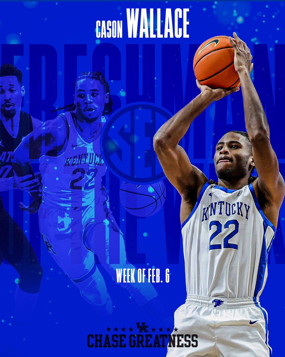 KentuckyMBB's tweet photo. Back-to-back SEC Freshman of the Week 🗣️

#GoBigBlue x @wallace_cason https://t.co/SdfmItIph3
