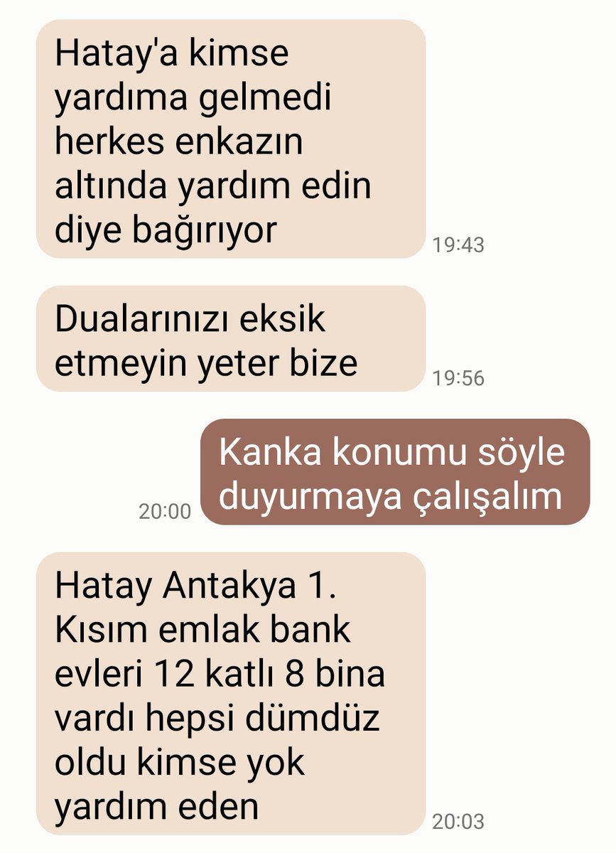 Hataya kimsenin gitmedigi söyleniyor yardımlarınızı bekliyolar <a href="/DepremDairesi/">AFAD Deprem</a> @Ahbap_Ankara #hataydeprem