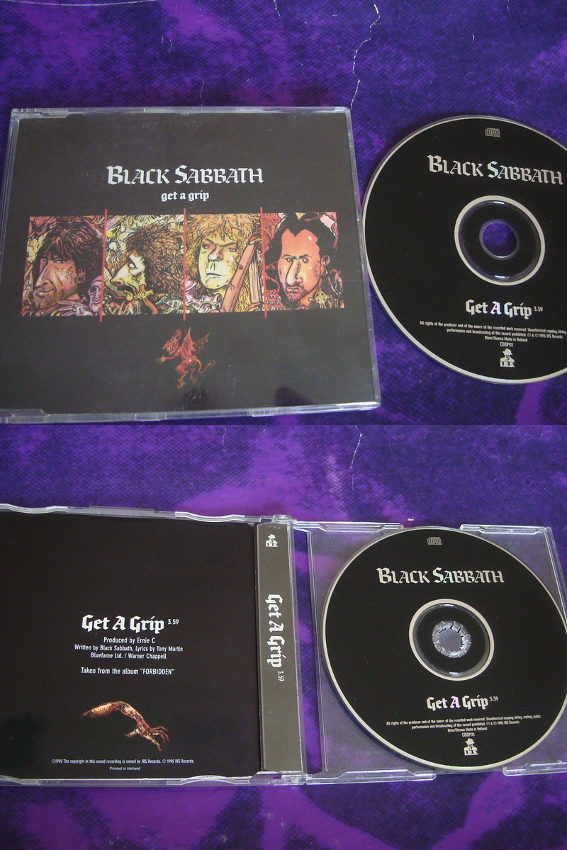 BLACK SABBATH-GET A GRIP.. Rare Dutch 1 track radio promotional cd taken from the album Forbidden. Issued to radio stations with custom promo picture..This is one of many Tony martin era official promo cds i just bought.