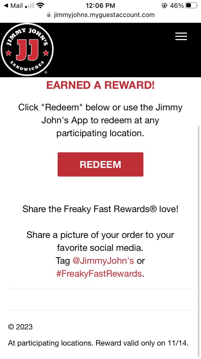 _GriffinMiller's tweet photo. i was gonna get my free birthday sandwich from @jimmyjohns but apparently i can’t use it until november 14 https://t.co/QMEF6zrUhv
