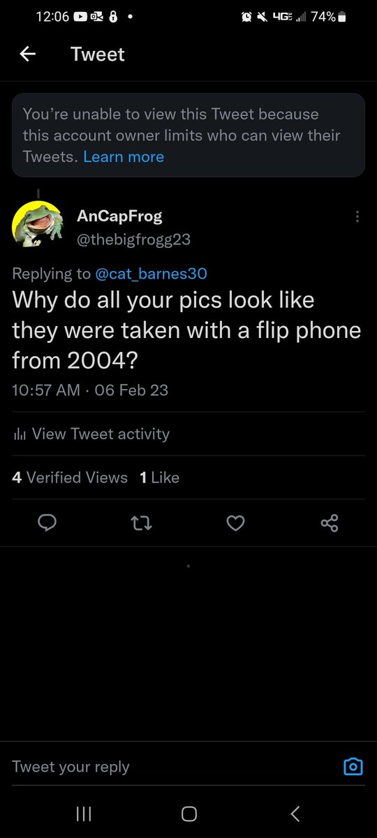 thebigfrogg23's tweet image. Got blocked. This account is either a fed or a dude but probably both.