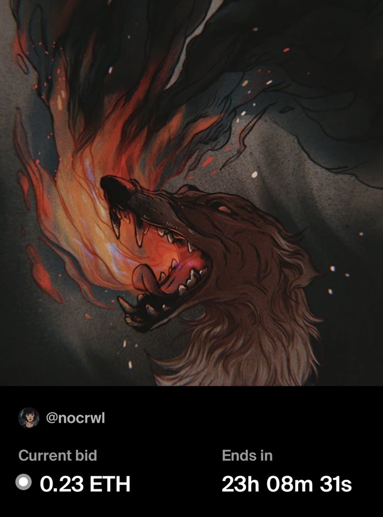 🔥 AUCTION 🔥
i'm so happy! the auction for my doggie has started!! 
thank you so much <a href="/katxlev/">KᴬT</a> ♥️

current bid 0,23 $eth on <a href="/foundation/">Foundation 🌐</a> 
• foundation.app/@nocrwl/nghttm…