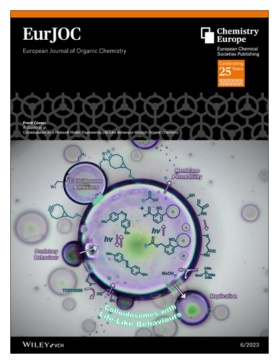 #OnTheCover Colloidosomes as a Protocell Model: Engineering Life-Like Behaviour through Organic Chemistry by @PierangeloGobbo and co-workers @AgostinoGalanti <a href="/sebrochat/">sebastien rochat</a> @WorkentinChem <a href="/SCIorganica/">SCI Chimica Organica</a> onlinelibrary.wiley.com/doi/10.1002/ej…