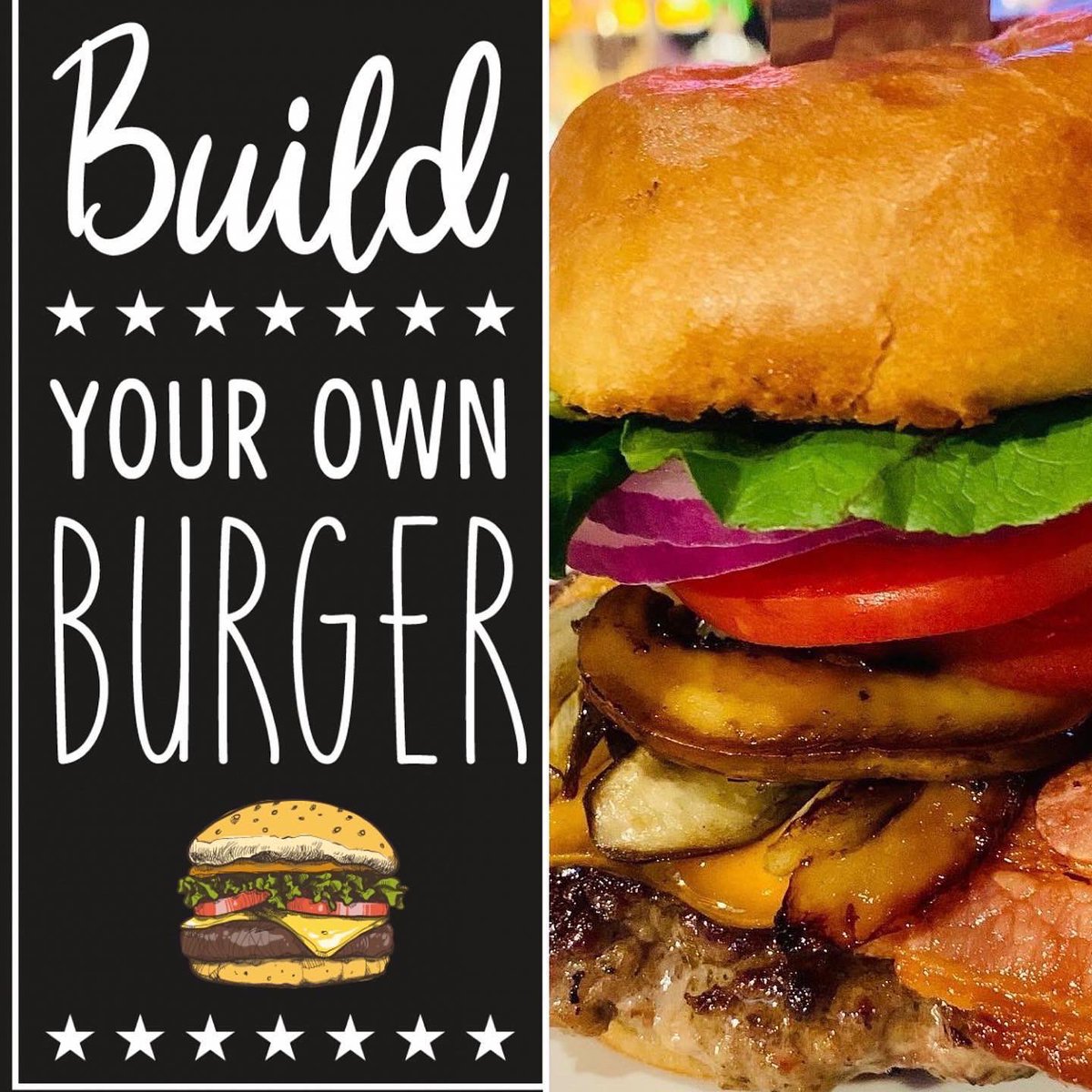 #BYOBurger for dine in every Monday @ #PieGuysTapAndGrill 😋 and just $6!!! 🤩 *Upgrades &amp; sides available 

#NotJustPizza
#PieGuysSpecials