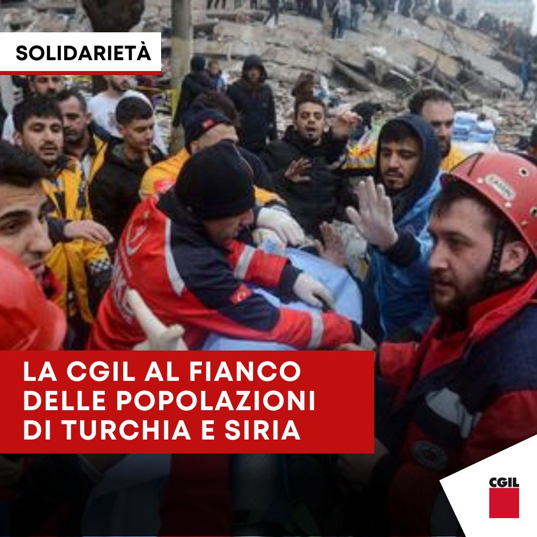 cgilnazionale's tweet image. Il bilancio del #terremoto che ha scosso #Turchia e #Siria è devastante. Noi solidali e vicini alle popolazioni colpite. Pronti ad aiutare