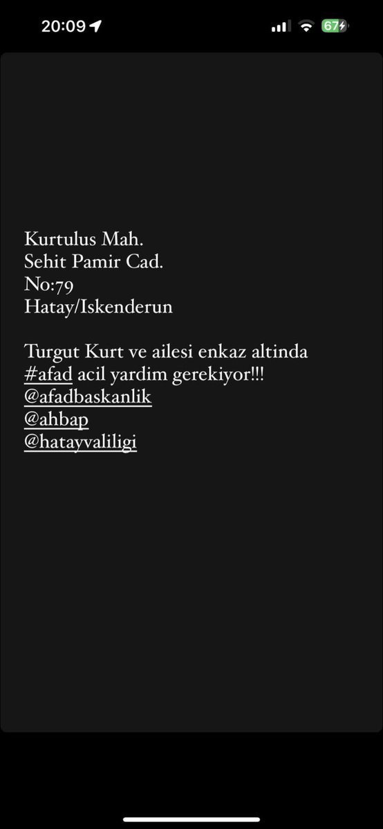 Ekip arkadaşımız hala enkaz altında, acil yardım gerekiyor ! <a href="/ahbap/">Ahbap</a> <a href="/AFADBaskanlik/">AFAD</a> <a href="/HatayValiligi/">T.C. Hatay Valiliği</a>