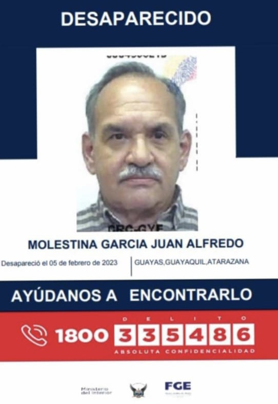 testigomovil's tweet photo. Familiares buscan a Juan Molestina (68 años), padece Alzheimer y camina con dificultad debido a operación en una pierna. Fue visto por última vez el 5 de febrero en la Atarazana (#Guayaquil); llevaba sandalias, camiseta tipo polo y pantaloneta azul. #DesaparecidosEC https://t.co/h1t1MdCnBQ