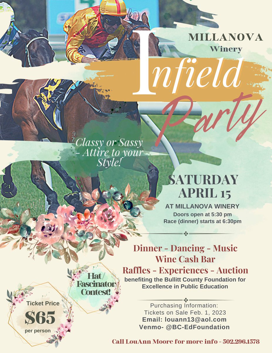 Tickets are now on sale! The INFIELD PARTY!! April 15th, $65 per person @MillanovaWinery.  Email louann13@aol.com or Venmo <a href="/BC/">b divided by zero = c trust me</a>-EdFoundation for purchasing!