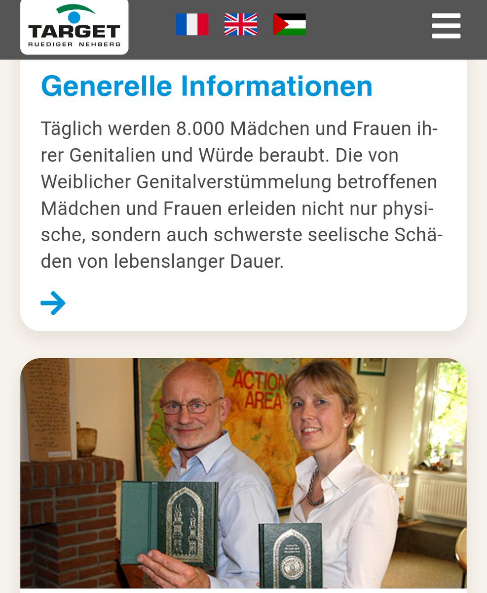 Anonymous00708's tweet photo. Wenn ihr Mädchen & Frauen gegen das Verbrechen der #Genitalverstümmelung schützen, und Betroffene unterstützen wollt,dann helft dem Verein
#Target e.V.
Dieser Verein wurde einst von dem Survival-Stat Rüdiger #Nehberg und seiner Frau gegründet
Mehr Infos⬇️
https://t.co/1P8CuYxDO3 https://t.co/XQ6HsJfoJp