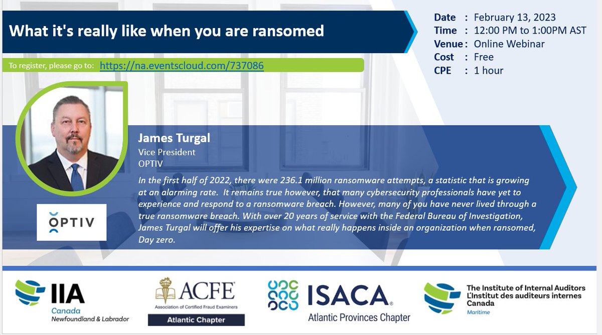 Join us on February 13 @ 12:00 pm AST for our next joint virtual event, What it's really like when you are ransomed.

Register here: na.eventscloud.com/eventid=737086&amp;