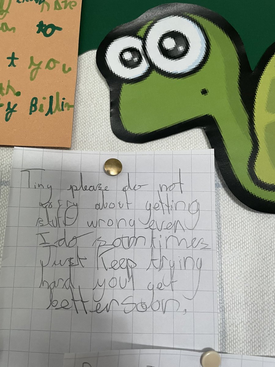 Our class are very concerned about how Tiny @TinyTortoiseWRM might feel always getting questions wrong, so we wrote him some positive messages @WhiteRoseMaths #Oakfieldfamily2023 #mathseveryonecan