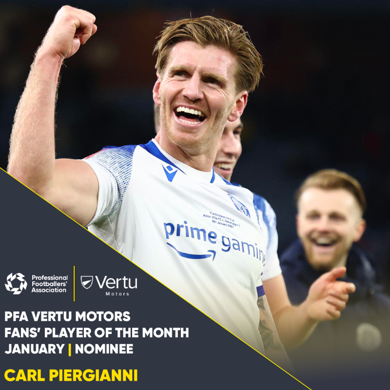 StevenageFC's tweet photo. Carl Piergianni has been nominated for January's League Two Fans’ Player of the Month! 🏆

Vote now for Boro's captain below. 🗳

@VertuMotors | @PFA