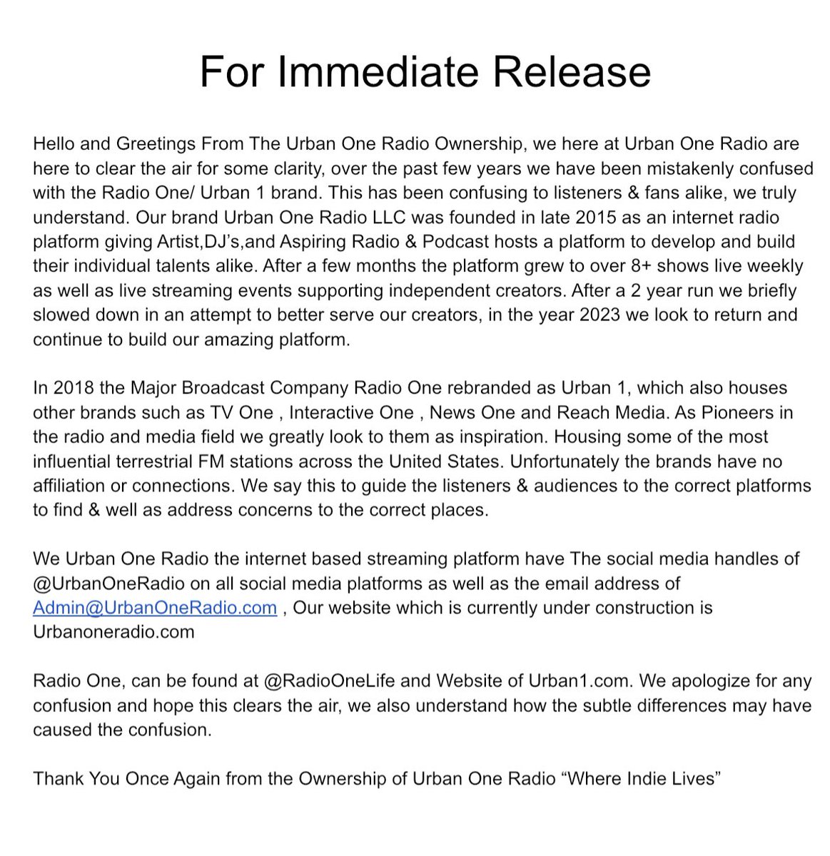 Urban One tweet media