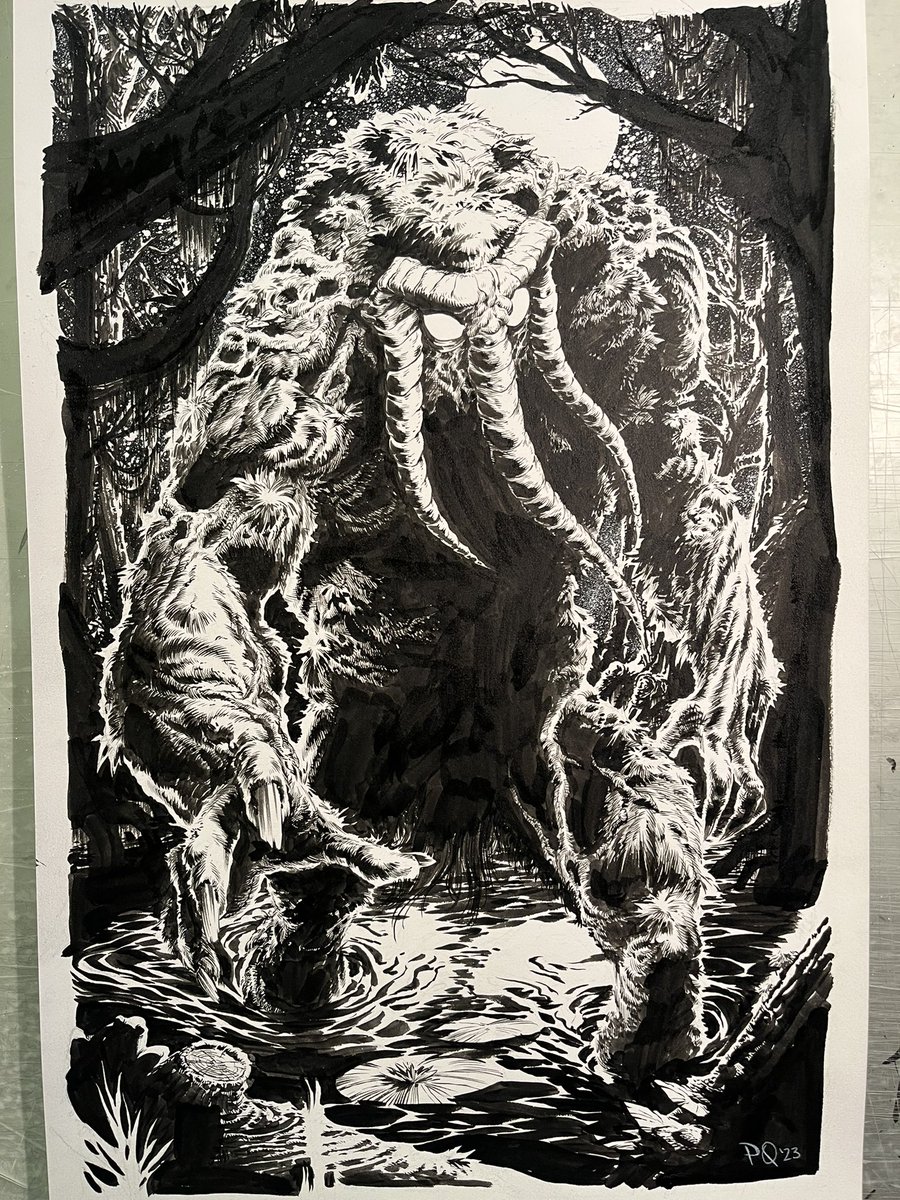 pqcomics's tweet photo. Here’s another recent #Commision #ManThing from #marvel #marvelmonster #monster #werewolfbynight #creaturesontheloose #ink #brush https://t.co/Ln2zT0XGCe