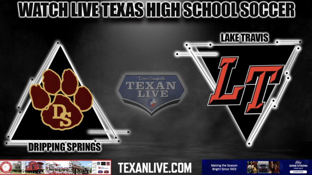 Big soccer match this evening on Texan Live! Will be on the call for an important District 26 match-up in women’s soccer for Drip &amp; LT. 

<a href="/DSWomensSoccer/">DSHS Women's Soccer</a> vs. <a href="/ltladycavsoccer/">Lake Travis High School Women’s Soccer</a> 

🕰️: 5:00 PM
📍: Lake Travis HS
🖥️: <a href="/Texan_Live/">Dave Campbell’s Texan Live - Texanlive.com</a> 

<a href="/50_50Pod/">The 50/50 Podcast ⚽️🎙</a> @LethalSoccer <a href="/OneTigerNation/">Dripping Springs High School</a> <a href="/ltisdschools/">ltisdschools</a>