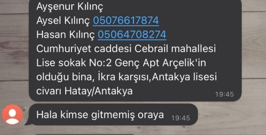 bcbusraclk's tweet photo. @DepremDairesi @DepremDairesi @AFADHatay @HatayValiligi @Kizilay https://t.co/Oy1DoqBZid