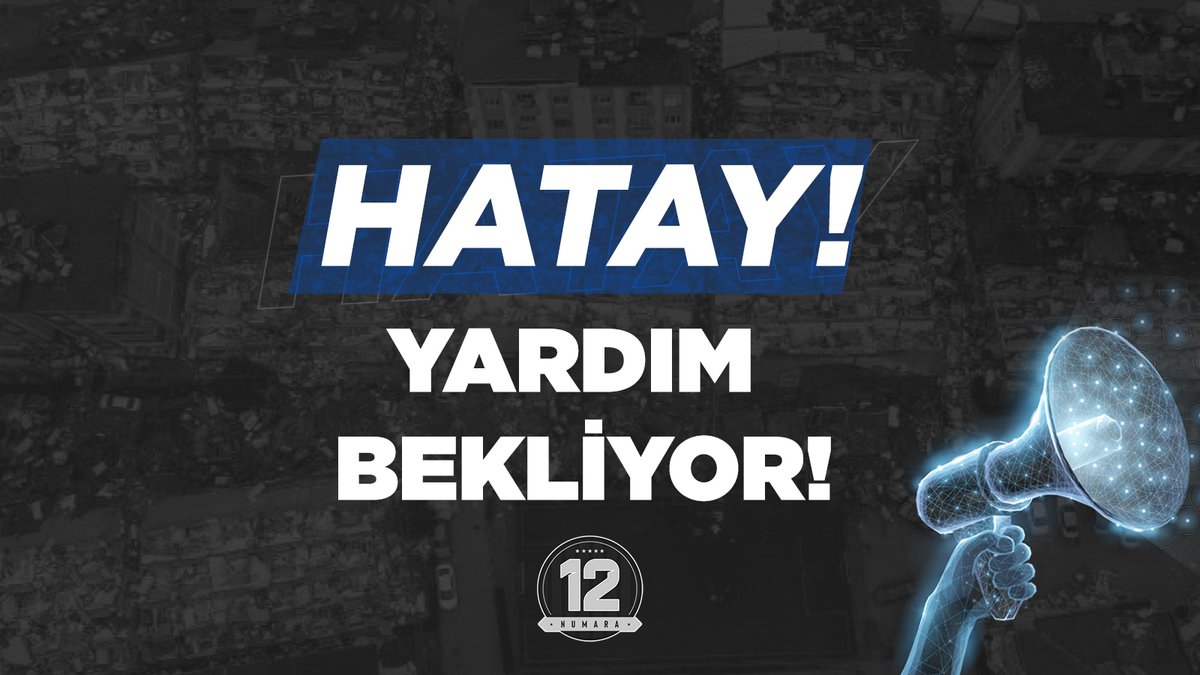 12 Numara 🇹🇷 (@12numaraorg) on Twitter photo 📢 HATAY YARDIM BEKLİYOR!
Başta Cumhurbaşkanı Sn. <a href="/RTErdogan/">Recep Tayyip Erdoğan</a> olmak üzere, tüm kişi ve kurumlarımızı #Hatay için harekete geçmeye davet ediyoruz...
<a href="/AFADBaskanlik/">AFAD</a> <a href="/HatayValiligi/">T.C. Hatay Valiliği</a> @Jandarma <a href="/tcsavunma/">T.C. Millî Savunma Bakanlığı</a> <a href="/TC_icisleri/">T.C. İçişleri Bakanlığı</a> <a href="/EmniyetGM/">Türk Polis Teşkilatı</a> <a href="/Kizilay/">Türk Kızılay</a>
#HatayYardımBekliyor #Deprem #Turkey #Enkaz 📢 HATAY YARDIM BEKLİYOR!
Başta Cumhurbaşkanı Sn. <a href="/RTErdogan/">Recep Tayyip Erdoğan</a> olmak üzere, tüm kişi ve kurumlarımızı #Hatay için harekete geçmeye davet ediyoruz...
<a href="/AFADBaskanlik/">AFAD</a> <a href="/HatayValiligi/">T.C. Hatay Valiliği</a> @Jandarma <a href="/tcsavunma/">T.C. Millî Savunma Bakanlığı</a> <a href="/TC_icisleri/">T.C. İçişleri Bakanlığı</a> <a href="/EmniyetGM/">Türk Polis Teşkilatı</a> <a href="/Kizilay/">Türk Kızılay</a>
#HatayYardımBekliyor #Deprem #Turkey #Enkaz