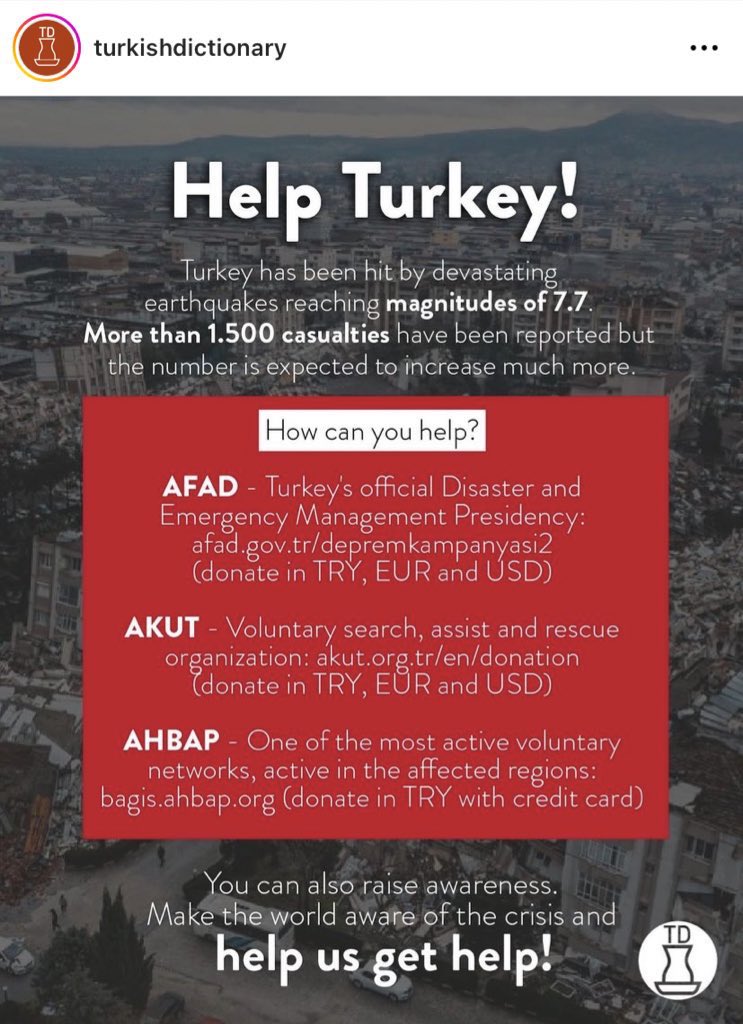 imjaebeomturkey's tweet photo. 🚨International donations for Turkey.

We've been hit by devastating earthquakes reaching magnitudes of 7.7 more than 1500 casualties have been reported yet. You can find information for donations below. Help us raise awareness and get more help. Thank you. #turkeyhelp https://t.co/zxRUzsW04E