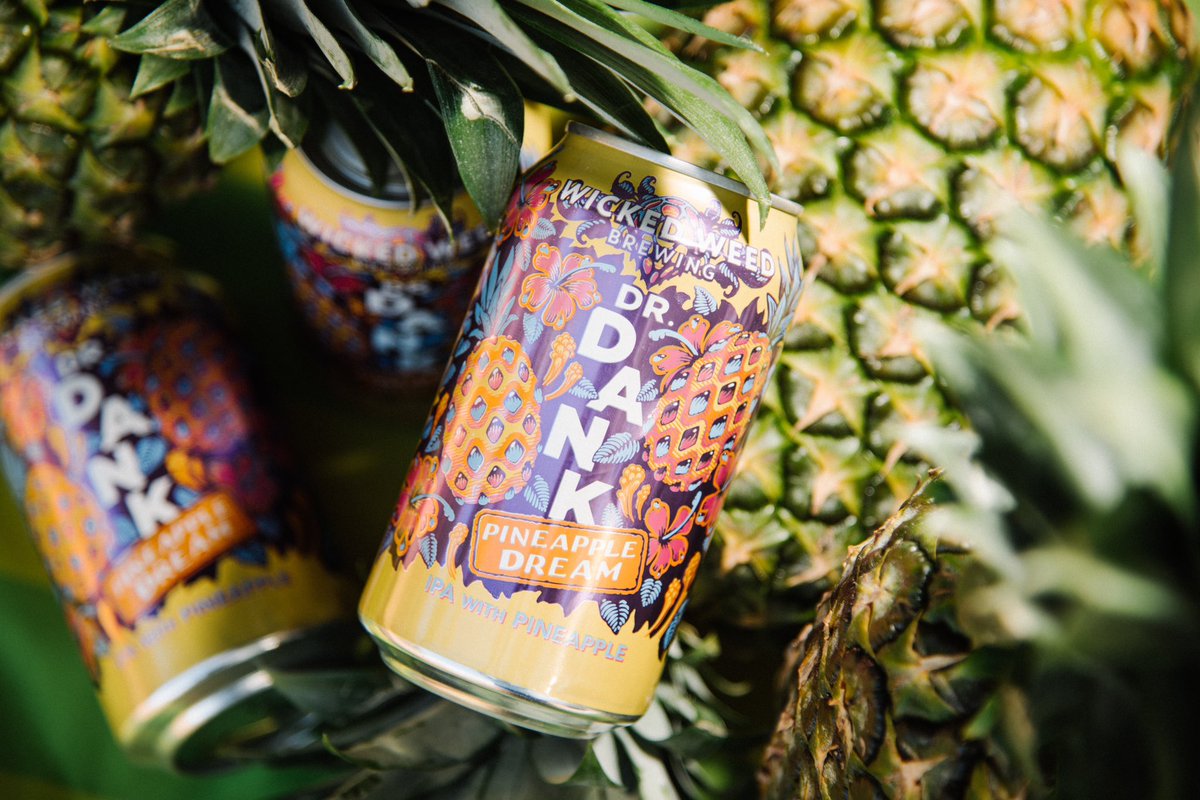 wickedweedbeer's tweet photo. Dr. Dankβs latest experiment has resulted in a pineapple explosion! Pineapple Dream is our most recent addition to our year-round IPA offerings and is available now at your best IPA retailer. #WickedWeedBrewing #DrDank #DankIPA #PineappleDream #IPA #Pineapple #Beerstagram https://t.co/dtGAE5UDPa