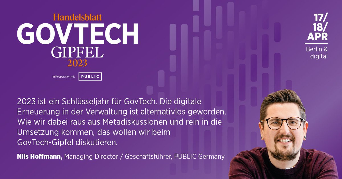 Wie kommen wir raus aus den Meta-Diskussionen und rein ins Machen: Das diskutieren wir mit exklusiven Entscheidern aus Politik, Startup und Verwaltung beim #HBGovTech am 17./18. April 2023 in Berlin. Mehr erfahren: handelsblatt-govtechgipfel.de <a href="/public_germany/">PUBLIC Deutschland</a> #GovTechGipfel #GovTech