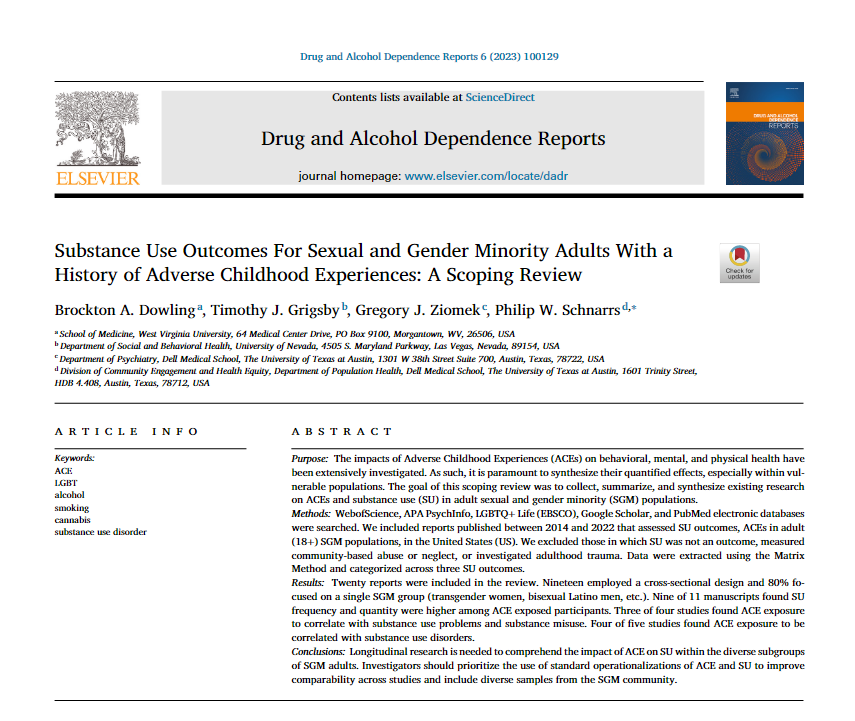 DrugAlcReports's tweet photo. A new scoping review published in DADR examines the association between adverse childhood experiences and substance use among #SGM individuals. 

https://t.co/2basYkmwC1 https://t.co/MwSqSbi2Wo