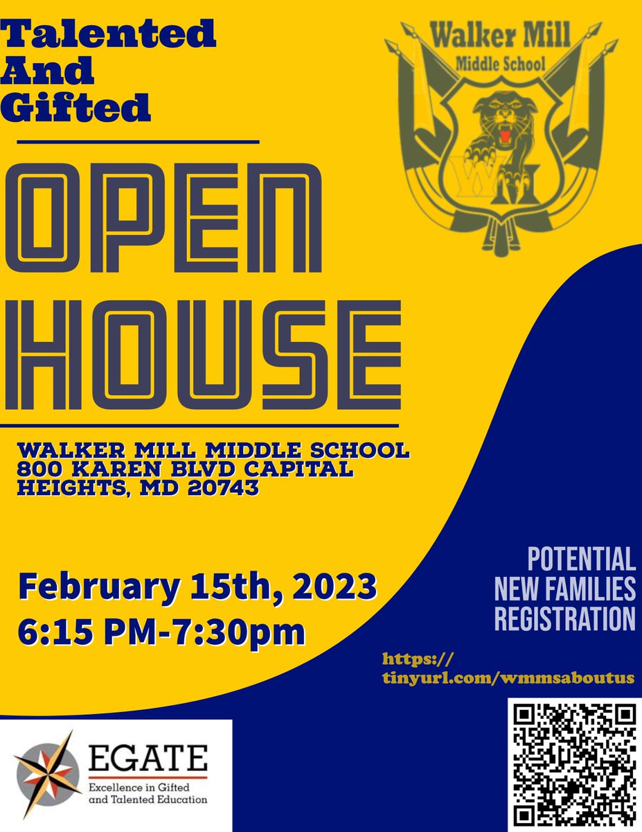 WalkerMillMS's tweet photo. WMMS is Looking For New TAG Students!! We are looking to share our new building with you for the SY 23-24!!! @WMMSTAG #pgpcs #pgcpsproud #blueandgold #wmms #openhouse https://t.co/eo2Z0CYMZ2