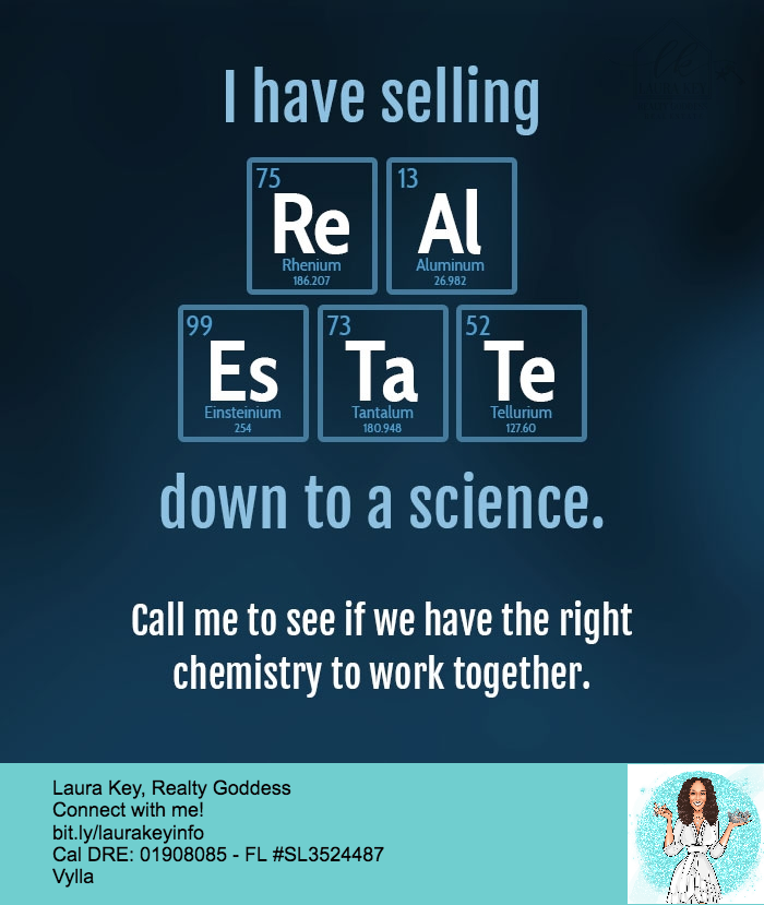 RealtyGoddess's tweet photo. Let me blind you with science!
#nationalperiodicday #realestate #sheblindedmewithscience #newhome #homesweethome #funnybone #laurakey #realtygoddess #internationalrealestate https://t.co/9FeDLZkyyz