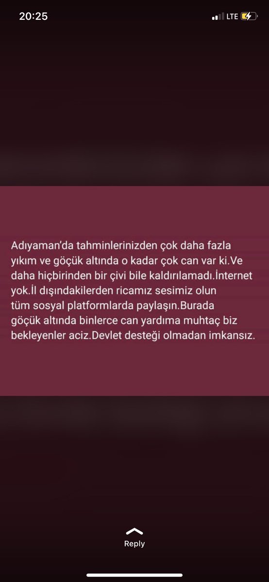 Lütfen sesimizi duyun ailelerimiz göçük altında hiçbir yardım gelmiyor çaresizce bekliyoruz #PrayForTurkey #deprem #ADIYAMAN #AFAD #AdıyamanValiliği <a href="/haluklevent/">Haluk Levent ( Ahbap Ekibi )</a> <a href="/AFADTurkiye/">AFAD</a>