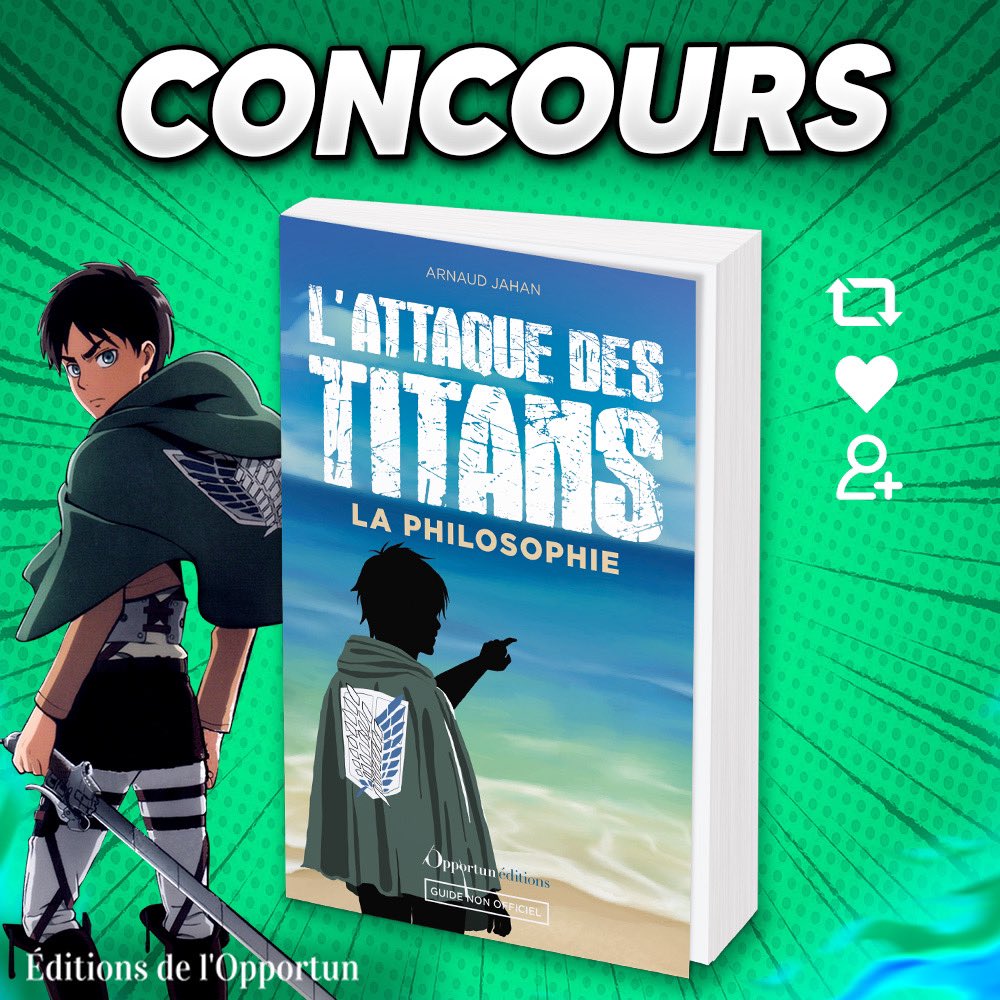 animeofr's tweet photo. 🎁 CONCOURS 🎁
Tentez de remporter le nouveau livre « l’Attaque des Titans : La Philosophie »
(3 exemplaires à remporter) 📚

Pour participer :
❤️ Like le tweet
🔁 RT le tweet
✅ Follow @ed_Opportun &amp; @AnimeoNews

TAS le 13 Février https://t.co/4DEdvqh8DP
