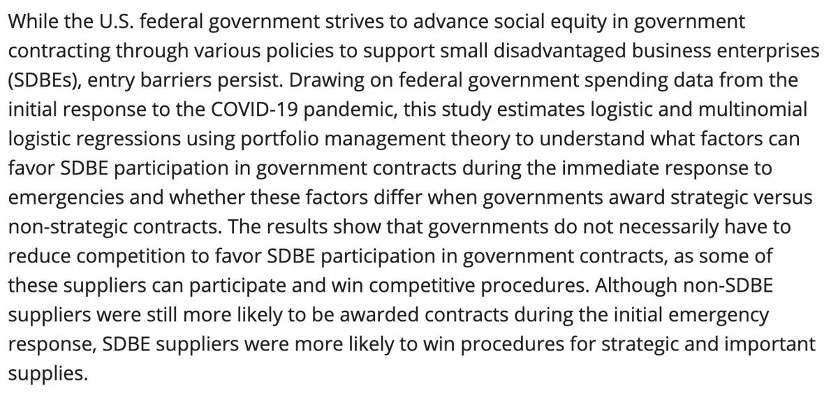 PAReview's tweet photo. New Article: Social Equity in Federal Contracting During Emergencies: A Portfolio Management Perspective by @AnaDimand Patrucco @Evelyn_Plesa Hiriscau. https://t.co/iP1ZhcEowj https://t.co/acLHzSLhnu