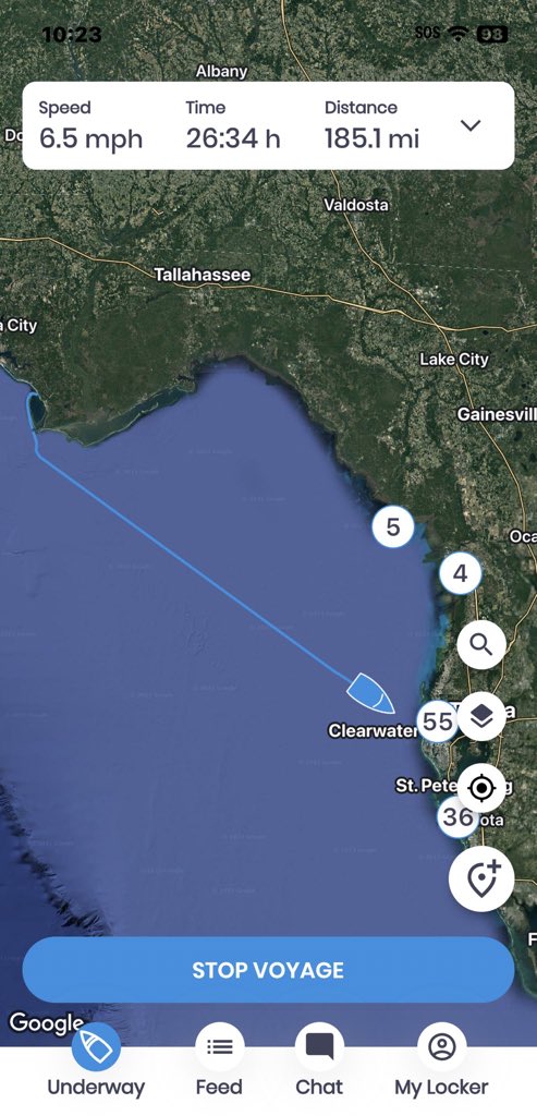 VaActiveAngels's tweet photo. 3 hours away from Clearwater Florida channel entrance! 30 hour Gulf Crossing. Tough start but overnight became flat and even warm.
#TheGreatLoop
#AnnapolisMD
#Sailing #Boating #Cruising
#WorkfromBoat
#Catalina 380 #Hull123
#AGLCA
#MorningswithMark
❤️⛵️🌊🪝 https://t.co/nYrdVoejVk
