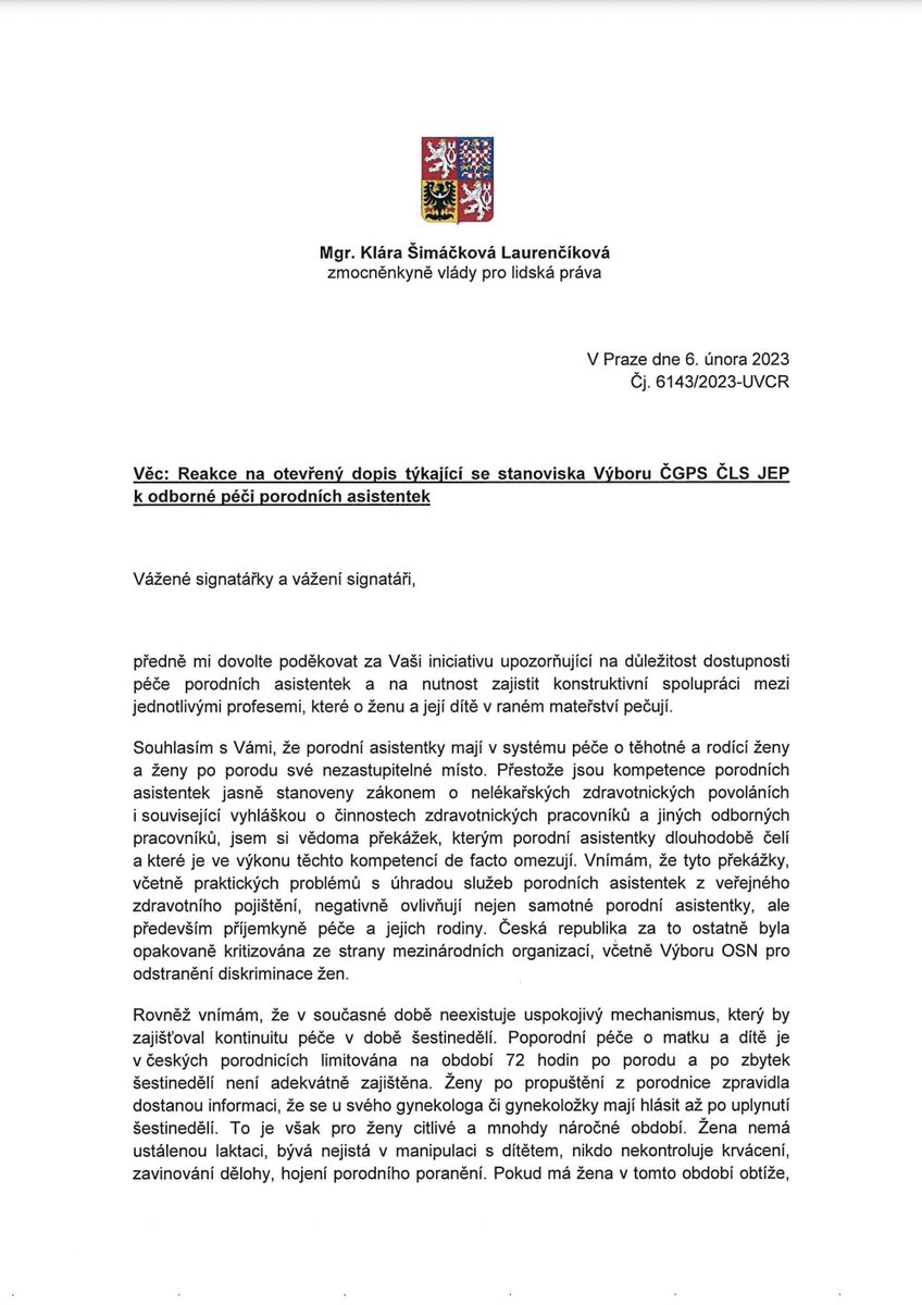 laurencikova_k's tweet image. Porodní asistentky mají v péči o těhotné nezastupitelné místo. Plně podporuji programový závazek vlády k podpoře žen v jejich volbě poskytovatele péče v těhotenství zpřístupněním jejich služeb.