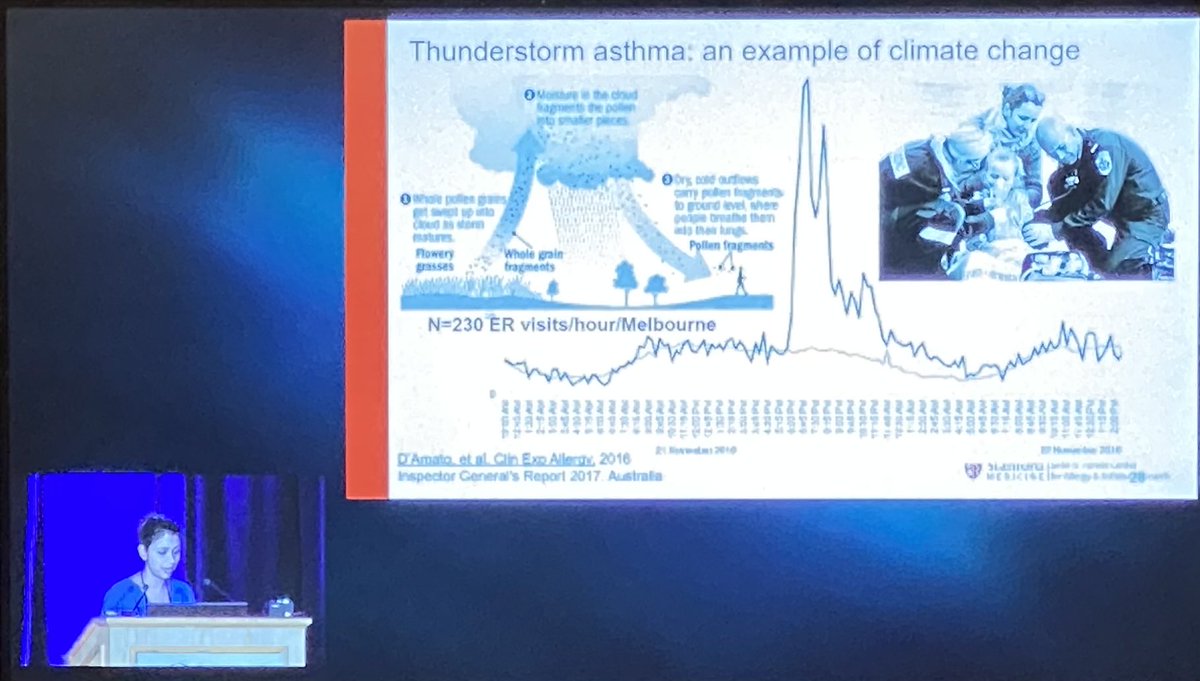 Thunderstorm asthma (Australia) and severe wildfires (California) - have dramatic effects on vulnerable populations. TinaSindher #WSAAI2023