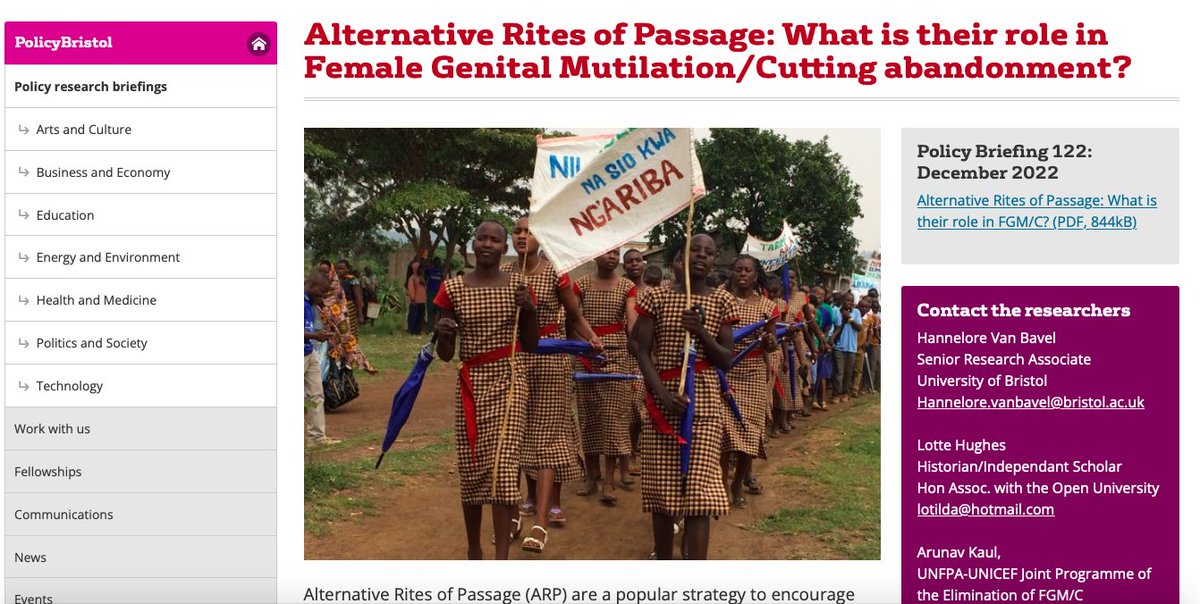 HanneloreVBavel's tweet photo. Today marks #InternationalDayOfZeroToleranceToFGM. Alternative Rites of Passage (ARP) are gaining popularity in efforts to #EndFGM, yet their effectiveness remains contested. Read our policy brief: https://t.co/k0HHgqZb09
@GPtoEndFGM @PolicyBristol @BristolAnthArch #ARPNetwork https://t.co/FuB39Hntxm