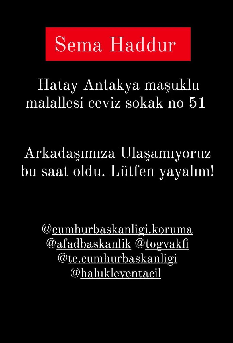nnurzm's tweet photo. @Astromatikk Hala ulasamiyoruz enkaz altında olduğunun haberini aldik. Yaklaşık 15 kişi enkaz altında Semayla birlikte lütfen yardım !! https://t.co/uqXAWnnEgg