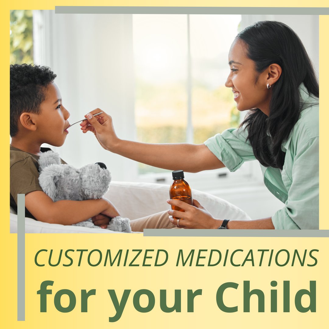 Custom compounded #ChildMedications may help improve the effectiveness of medications, #Compliance and reduce the risk of #SideEffects and #AllergicReactions. Our #Pharmacist can work with parents and their #Pediatricians to meet the medication needs of #Children.